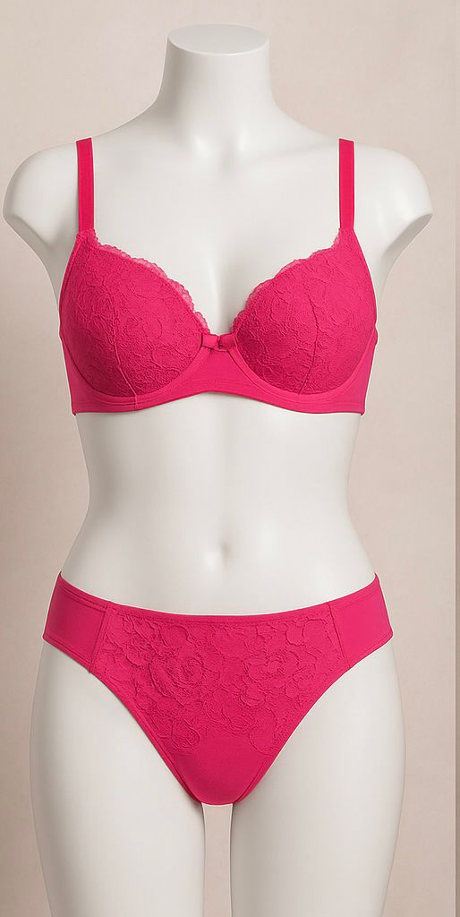 Hot Pink Lace Bra & Panty Set