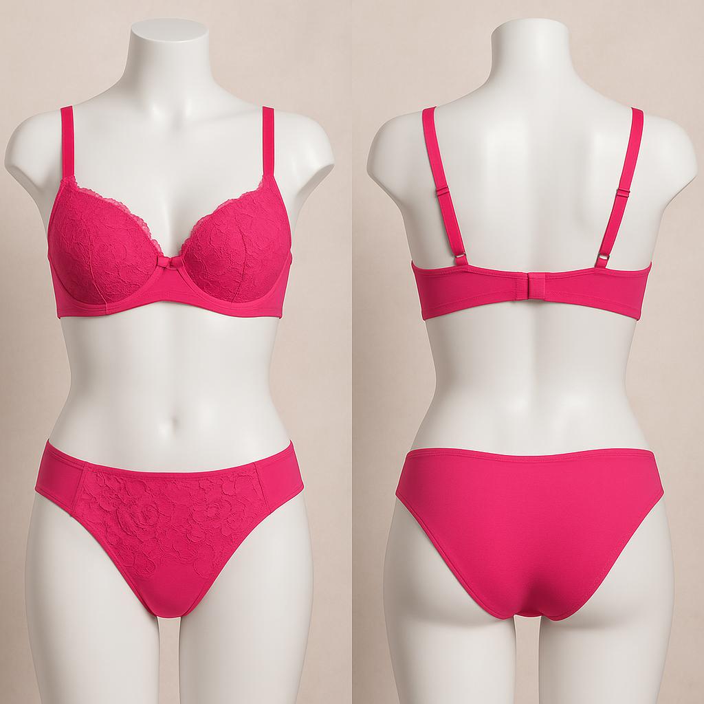Hot Pink Lace Bra & Panty Set
