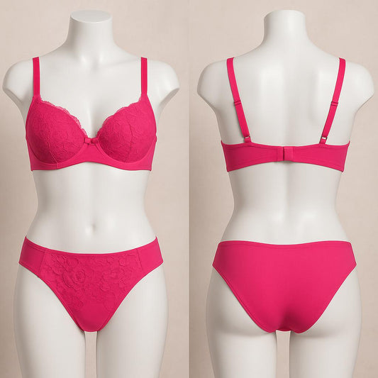 Hot Pink Lace Bra & Panty Set